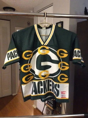 Camisa de fútbol Green Bay Packers verde poliéster adulto grande Wilson retro Foto 1 de 2