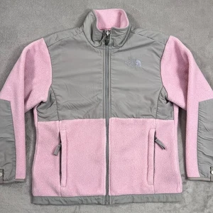 The North Face Jacket Girls Medium Gray Pink Fleece Full Zip Casual Outdoors - Picture 1 of 22