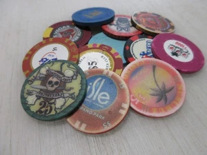 12 Casino Gaming Poker Chip Lot Las Vegas $1 New & Used Chipco Paulson Clay  - Picture 1 of 12