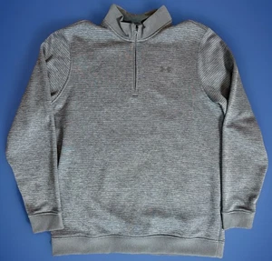 Under Armour ColdGear 1/4 Zip Pullover Gray Stripe XXL Tall Loose Fit Fleece - Picture 1 of 8