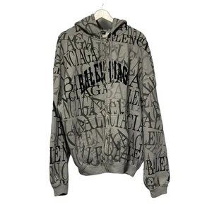 Auth BALENCIAGA - 578129 TEVA5 Light gray Black Multi Men's Hoodie - Picture 1 of 8