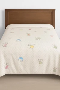 Pottery Barn Kids Duvet Cover – Queen Size – Multicolor Cats w/ Purple Polka Dot - Bild 1 von 10