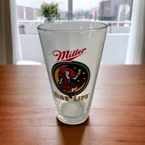 VTG Barware MILLER HIGH LIFE Beer Glass Girl Woman Lady on the Moon - Picture 1 of 8