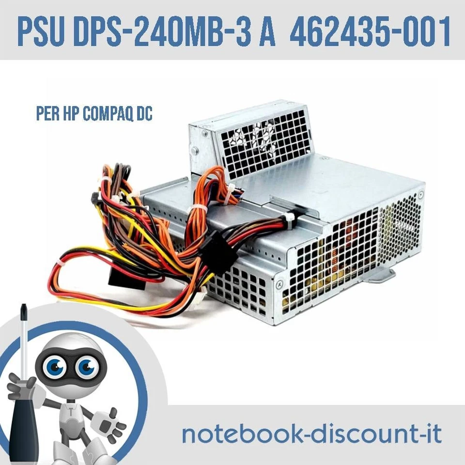 Alimentatore HP DPS-240Mb-3 A  PSU PC DESKTOP HP DC series 462435-001 460974-001 - Immagine 1 di 1