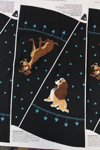 Vtg 50s 16 Panel Novelty Print Lady & The Tramp Circle Skirt Fabric 1950s Cotton - Picture 1 of 12