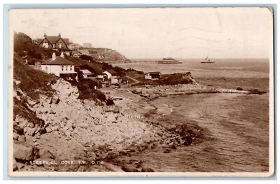 Tarjeta postal de la Isla de Wight Steephill Cove Boat Landing 1935 foto publicada RPPC Foto 1 de 3