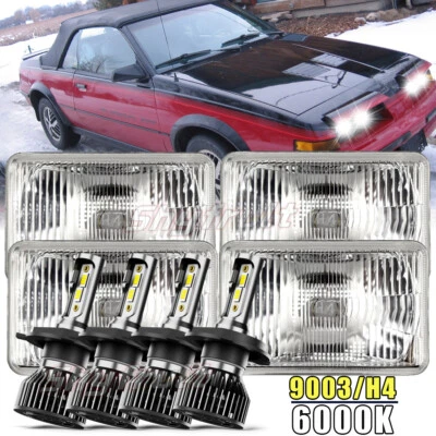 4pcs  LED Headlights Hi/Lo For Pontiac Sunbird 1986-1990 white 6000k Foto 1 de 4
