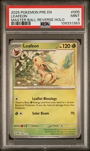 Pokemon TCG Prismatic Evolutions 005/131 Leafeon Master Ball Holo PSA 9 - Picture 1 of 2
