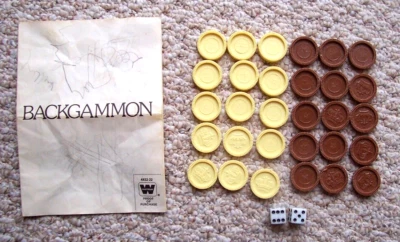 Whitman Backgammon Chips Dice and Instructions No Board Vintage 1974 - Image 1 of 4