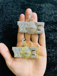 Ciondolo Diamante Simulato Finitura Oro 14k Guai Noi Su Tutto con Catena Corda - Foto 1 di 3