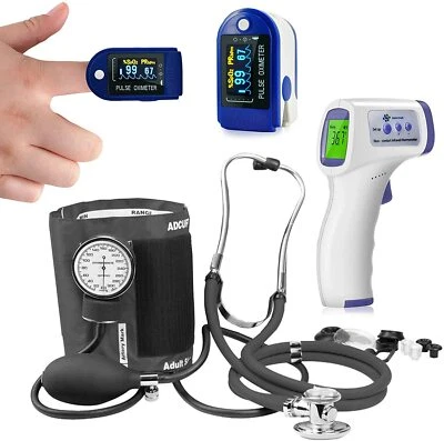 ASATECHMED Thermometer Pulse Oximeter Blood Oxygen SpO2 Monitor Blood Pressure-Stethoscope
