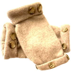 FINGERLESS GLOVES BROWN TAN 100% CASHMERE ONE SIZE S M L ARM WARMERS HAND WRIST - Picture 1 of 2