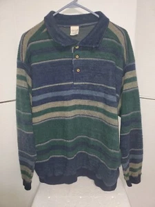 Vintage Structure Men's Sz L Four-Button Henley Sweater Side Seam Pockets - Picture 1 of 4