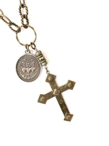 Erin Knight Designs Mixed Metal Cross Necklace - Picture 1 of 4