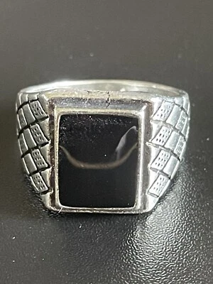 Модное мужское кольцо из черного обсидиана с драгоценным камнем S925 с серебряным покрытием размер 11,5 - Изображение 1 из 4
