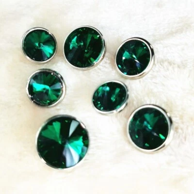 10Pcs Shiny Glass Crystal Rhinestone Buttons DIY Shirt Clothing Sewing Decor - Image 1 of 4