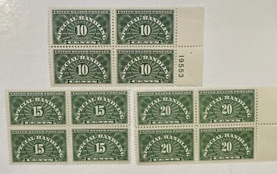 US Scott # QE 1,2,3 ~ Special Handling Series - Blocks of 4 - Mint NH - Image 1 of 3