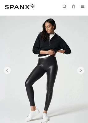 Леггинсы Spanx из искусственной кожи для женщин, размер M — черные - Изображение 1 из 4