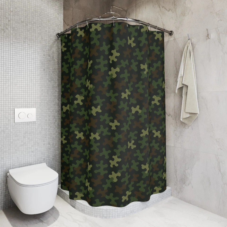 Cortinas de ducha camufladas - Elegante decoración de baño, tema militar, selva Foto 1 de 1