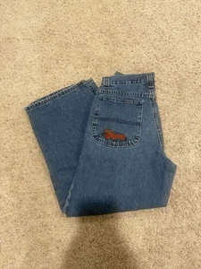 VINTAGE 1990s LEE PIPES WIDE LEG BAGGY JEANS LOGO EMBROIDERED MEN'S 29x28 JEANS - Picture 1 of 9