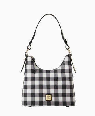 NWT Dooney & Bourke Tucker Bryce Hobo Coated Cotton & Leather Shoulder Bag Black - Image 1 of 4