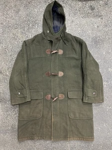 L.L. Bean Wool Plaid Lined Parka Jacket Mens Large USA 90s VTG Toggle Long Hood - Picture 1 of 14