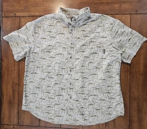 Vintage Woolrich Mens XXL Shirt Short Sleeve Fish Pattern Cotton Button Pocket - Picture 1 of 9