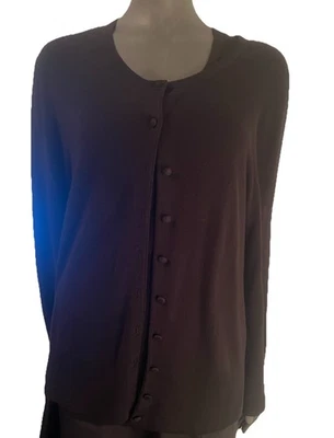 Evie Coverd Buttons Long Sleeves Cardigan Camisole Set Black Sz:  XL, - Image 1 of 4