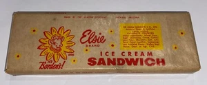VTG 1950s Bordens Elsie The Cow Ice Cream Sandwich Wax Paper Wrapper Wood Block - Picture 1 of 6