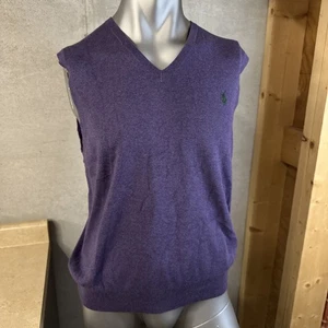 Polo Ralph Lauren V Neck Sweater Vest Pima Men’s L Large Purple Green Pony - Picture 1 of 5