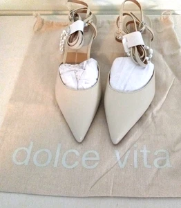Tacones Dolce Vita Loklyn Pearl de cuero vainilla talla 7,5 nuevos en caja detalles de perlas sintéticas - Imagen 1 de 8