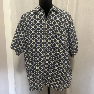 Quiksilver Medium Blue Tan Tribal Print Shirt Sleeve Button Up Pocket Shirt - Picture 1 of 7