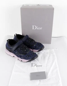 Christian Dior Gr. 39 dunkelblau rosa Neopren Mesh verzierte Perlen Sneaker - Bild 1 von 20
