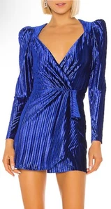 Neu mit Etikett Revolve NBD Lannis Minikleid Größe SMALL Samt blau Faux Wickeloptik - Bild 1 von 13