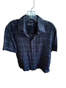 Marc Edwards Linen Blend Black Plaid Short Sleeve Button-Up Shirt Size S - Picture 1 of 9