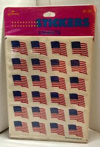 UNOPENED Vintage 1987 HALLMARK Waving American Flags! 4 SHEETS! SEALED!