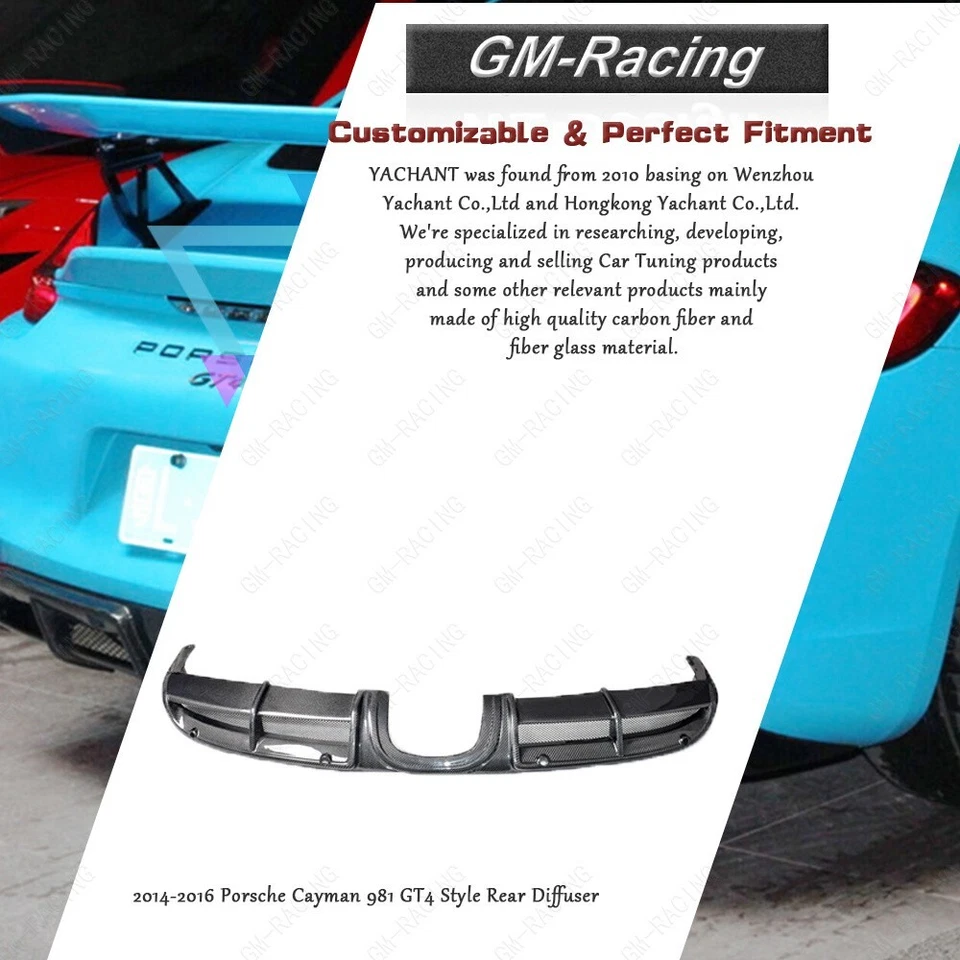 Labio difusor trasero estilo carbono 981 GT4 para Porsche Cayman 2014-2016 Foto 1 de 4