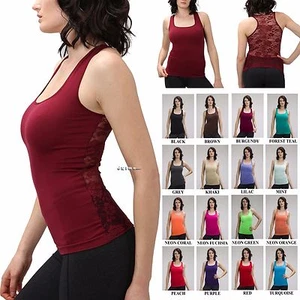 Mujeres Sin mangas Rosa Floral Malla Encaje Espalda Prenda para el torso sin mangas Camisa Deportiva Yoga - Imagen 1 de 43