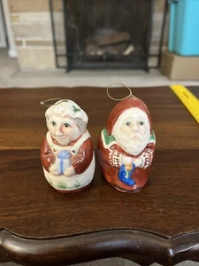 Vtg Donna Salamander 1992Christmas Tree Ornament Bell 3" Mr & Mrs Santa Claus - Picture 1 of 10