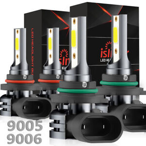 2SIDE 9005+9006 LED Combo Headlight Kit COB 440W Light Bulbs High Low Beam White