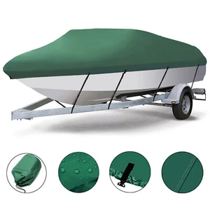Cubierta de barco 210D resistente impermeable se adapta a 11-22 ft V-Hull Tri-Hull Runabout - Imagen 1 de 11
