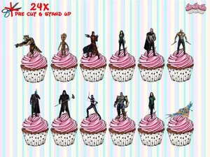 Guardians of the galaxy 24 Stand-Up, Pre-Cut, Oblate Paper Cup Cake Topper - Bild 1 von 2