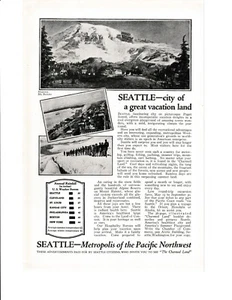Seattle Washington Print Ad 1924 Pouget Sound Mt Rainer - Picture 1 of 1