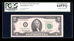 DBR 1976 $2 FRN Boston STAR Fr. 1935-A* PCGS 64 PPQ Serial A00286053* - Picture 1 of 2