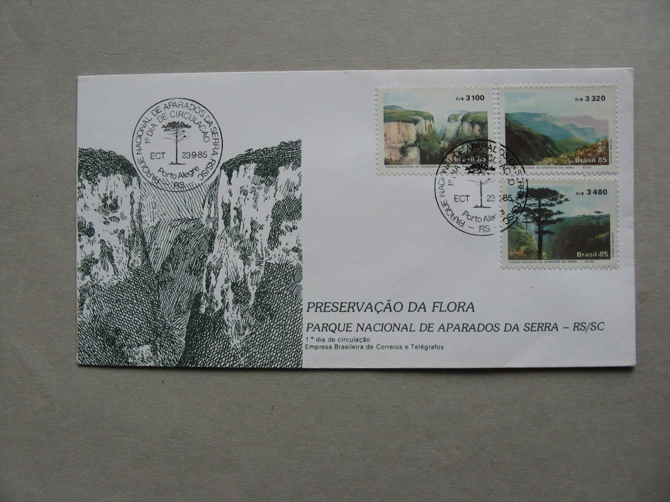 BRASIL / BRASIL, cubierta FDC 1985, árboles de parques nacionales Foto 1 de 1