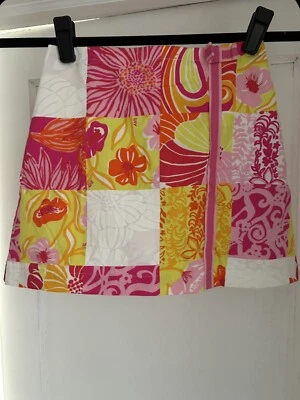 Lilly Pulitzer Niñas Rosa Naranja Blanco Hibisco Estampado Gruesgrain Cinta Ribete Foto 1 de 4