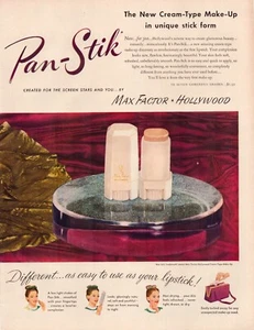 Anuncio impreso Max Factor Pan-Stik 1948 Rita Hayworth 2 páginas 2 piezas 10,5"x13,5" cada una - Imagen 1 de 2