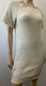 BRUNELLO CUCINELLI Crema Algodón Grueso Acanalado Prendas de Punto Corto Mini Vestido Jersey L - Imagen 1 de 9