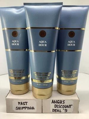 BATH & BODY WORKS “AQUA HOUR “3 Pack” HYDRATING BODY CREAM 8 OZ , NEW - Image 1 of 2