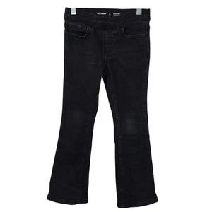 Old Navy Black Denim Jeans Little Girls Size S 6-7 Faded Bootcut Flare Pull On - Picture 1 of 9